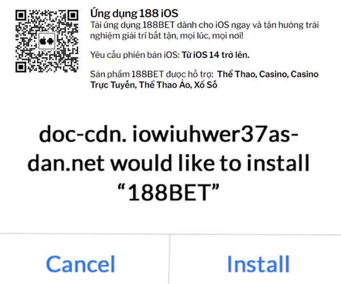 Ứng dụng 188bet cho điện thoại IOS